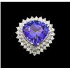 Image 2 : GIA Cert 19.04 ctw Tanzanite and Diamond Ring - 14KT White Gold