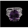 Image 2 : 7.83 ctw Amethyst and Diamond Ring - 14KT White Gold