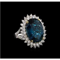 14KT White Gold 19.77 ctw Topaz and Diamond Ring