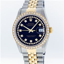 Rolex Two-Tone Blue String Diamond VVS DateJust Men's Watch