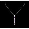 Image 2 : Crayola 6.60 ctw Pink Amethyst and White Sapphire Pendant W/ Chain - .925 Silve