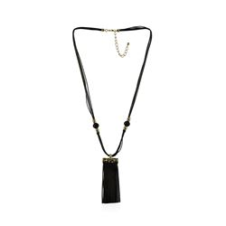 Bamboo Leather Tassel Necklace - Gold Plated