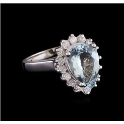 2.52 ctw Aquamarine and Diamond Ring - 14KT White Gold