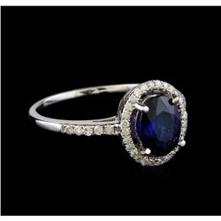 1.56 ctw Sapphire and Diamond Ring - 14KT White Gold