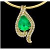 Image 2 : 14KT-18KT Yellow Gold GIA Certified 40.62 ctw Emerald & Diamond Pendant W/ Chain