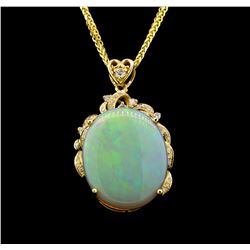 14KT Yellow Gold 8.71 ctw Opal and Diamond Pendant With Chain