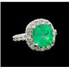 Image 1 : 4.61 ctw Emerald and Diamond Ring - 14KT White Gold