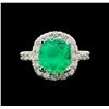 Image 2 : 4.61 ctw Emerald and Diamond Ring - 14KT White Gold