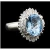 Image 1 : 2.60 ctw Aquamarine and Diamond Ring - Platinum