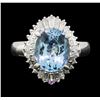 Image 2 : 2.60 ctw Aquamarine and Diamond Ring - Platinum