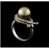 Image 4 : Pearl and Diamond Ring - 14KT White Gold