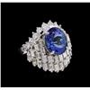 Image 1 : 14KT White Gold 6.74 ctw Tanzanite and Diamond Ring