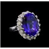 Image 1 : GIA Cert 16.07 ctw Tanzanite and Diamond Ring - 14KT White Gold