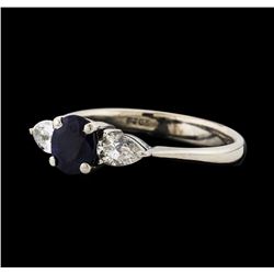 0.70 ctw Sapphire and Diamond Ring - 14KT White Gold