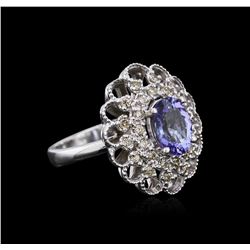 14KT White Gold 2.12 ctw Tanzanite and Diamond Ring