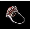 Image 3 : 6.18 ctw Coral and Diamond Ring - 14KT White Gold