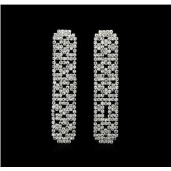 Pave Crystal Rectangle Earrings - Silver Plated