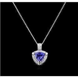 3.02 Tanzanite and Diamond Pendant - 14KT White Gold