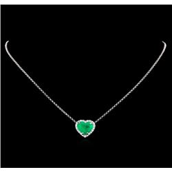 4.69 ctw Emerald and Diamond Pendant With Chain - 14-18KT White Gold