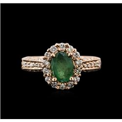 0.86 ctw Emerald and Diamond Ring - 14KT Rose Gold