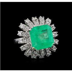 GIA Cert 9.65 ctw Emerald and Diamond Ring - 14KT White Gold