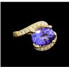 Image 1 : 14KT Yellow Gold 4.49 ctw Tanzanite and Diamond Ring