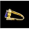 Image 3 : 14KT Yellow Gold 4.49 ctw Tanzanite and Diamond Ring