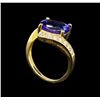 Image 4 : 14KT Yellow Gold 4.49 ctw Tanzanite and Diamond Ring