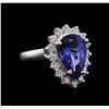 Image 1 : 4.40 ctw Tanzanite and Diamond Ring - 14KT White Gold