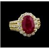 Image 1 : GIA Cert 4.99 ctw Ruby and Diamond Ring - 14KT Yellow Gold