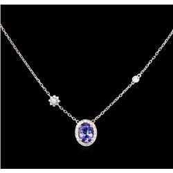 1.25 ctw Tanzanite and Diamond Necklace - 14KT White Gold