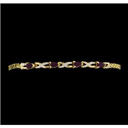 2.00 ctw Ruby and Diamond Bracelet - 10KT Yellow Gold