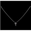 Image 2 : 0.31 ctw Diamond Cross Pendant With Chain - 14KT White Gold