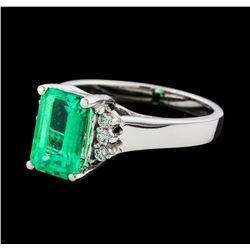 2.17 ctw Emerald and Diamond Ring - 14KT White Gold