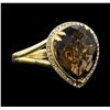 Image 1 : 4.63 ctw Smoky Quartz and Diamond Ring - 14KT Yellow Gold