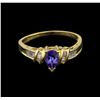 Image 2 : 14KT Yellow Gold 0.62 ctw Tanzanite and Diamond Ring