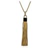 Image 2 : Leather Tassel Square Pendant Chain Necklace - Gold Plated