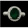 Image 2 : 4.48 ctw Emerald and Diamond Ring - 14KT White Gold