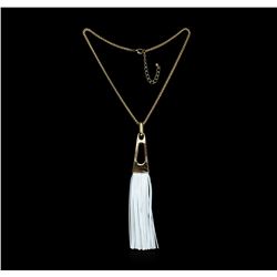 Leather Tassel Chain Necklace - Gold Plated