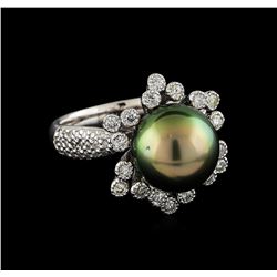 Tahitian Pearl and Diamond Ring - 14KT White Gold