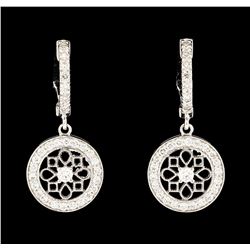 0.70 ctw Diamond Dangle Earrings - 14KT White Gold