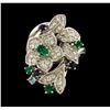 Image 2 : 0.56 ctw Diamond, Emerald and Sapphire Ring - Platinum