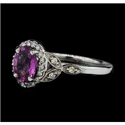 1.49 ctw Pink Sapphire and Diamond Ring - 14KT White Gold