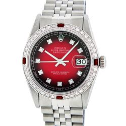 Rolex Stainless Steel 1.00 ctw Diamond and Ruby DateJust Men's Watch