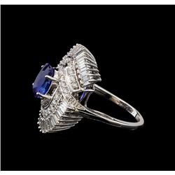 GIA Cert 3.03 ctw Sapphire and Diamond Ring - 14KT White Gold