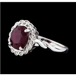 3.00 ctw Ruby and Diamond Ring - 14KT White Gold