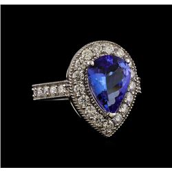 14KT White Gold 3.04 ctw Tanzanite and Diamond Ring