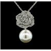 Image 1 : 25mm Seashell Crystal Rose Pendant - Silver Plated