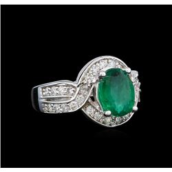 14KT White Gold 2.07 ctw Emerald and Diamond Ring