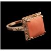 Image 1 : 5.36 ctw Pink Coral and Diamond Ring - 14KT Rose Gold